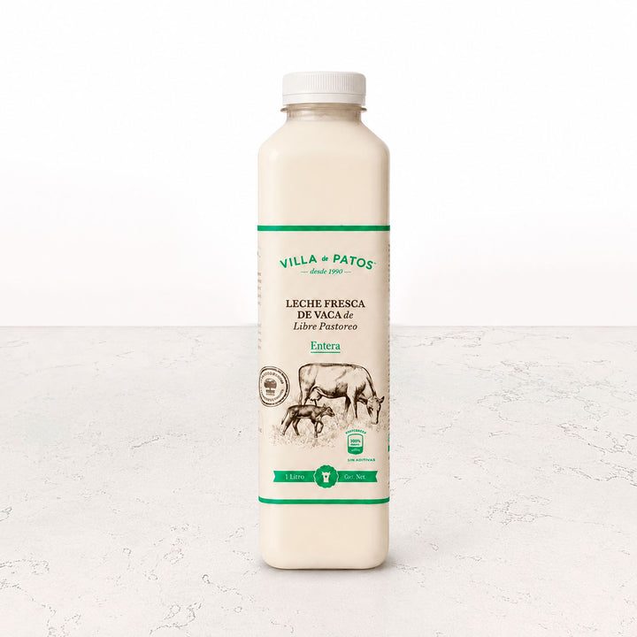 Leche fresca entera de vaca de pastoreo 1lt Villa de Patos