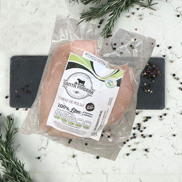 Pechuga de pollo orgánico con hueso aprox 600g Santa Pradera