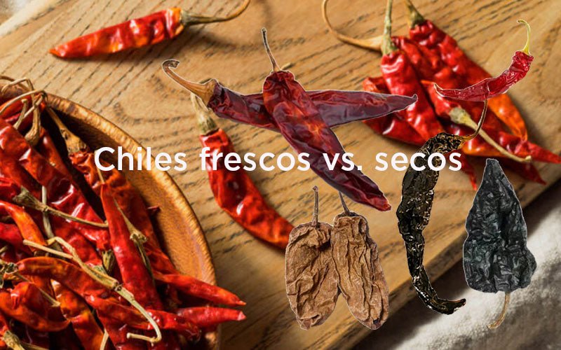 Diferencia entre chiles frescos y chiles secos