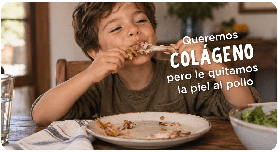 Queremos colágeno, pero le quitamos la piel al pollo