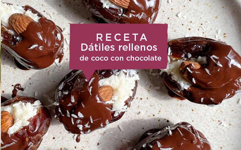 Receta dátiles rellenos de coco con chocolate