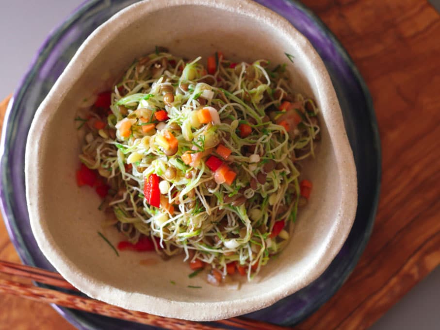 Ensalada de germinados de lenteja