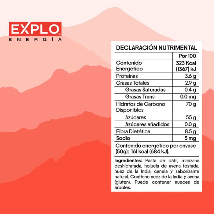 DILMUN 4 Barritas energéticas de manzana y canela 35g c/u EXPLO