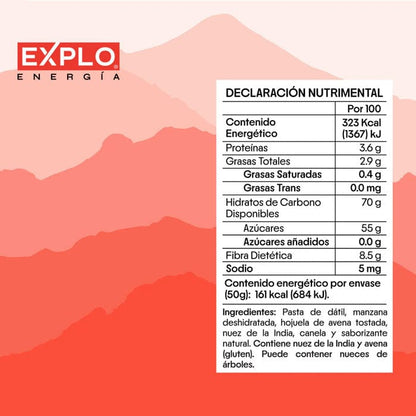 DILMUN 4 Barritas energéticas de manzana y canela 35g c/u EXPLO