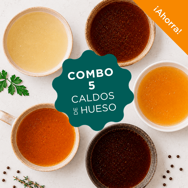 Combo de 5 caldos de hueso orgánicos variados