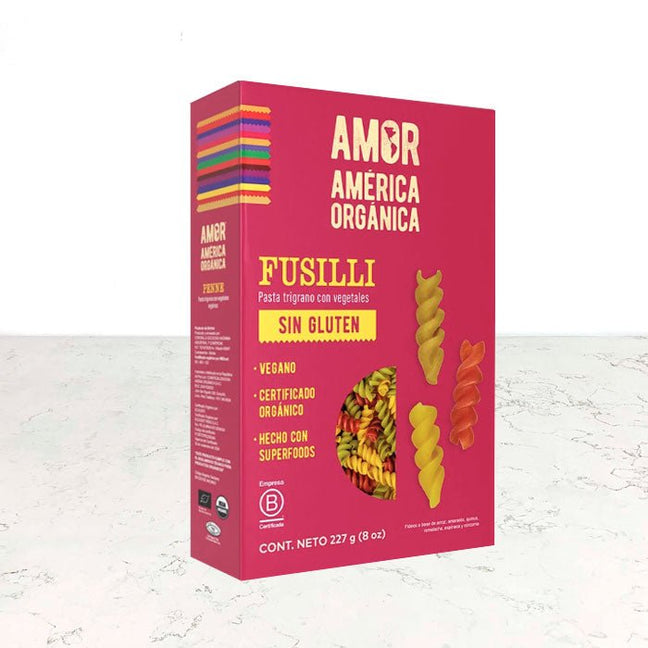 Fusilli sin gluten orgánico trigrano  227g América Orgánica importada