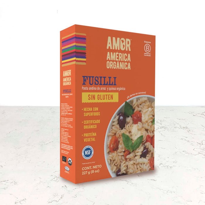 Fusili de arroz y quinoa orgánica sin gluten 227g  América Orgánica importada