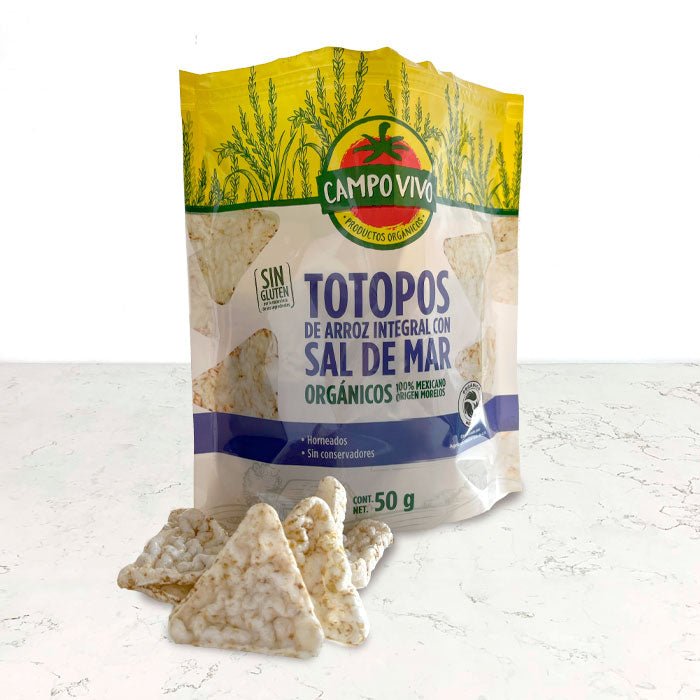 Totopos de arroz orgánico con sal de mar 50g Campo Vivo