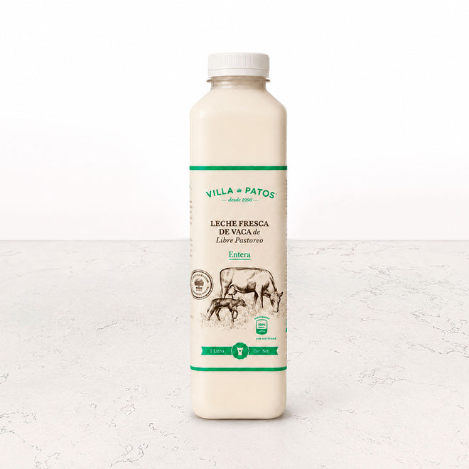 Leche fresca entera de vaca de pastoreo 1lt Villa de Patos