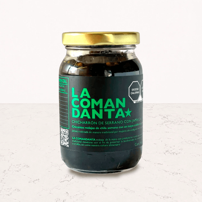 Chicharrón de chile serrano con jamaica 190g La Comandanta