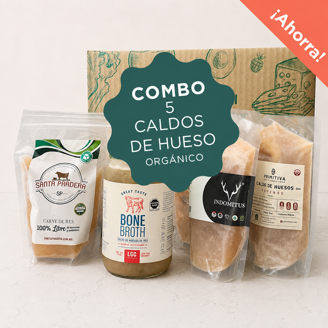 Combo de 5 caldos de hueso orgánicos variados