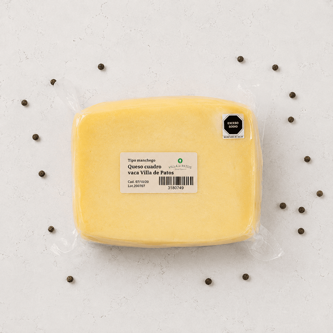 Queso cuadro de vaca de pastoreo 500g Villa de Patos