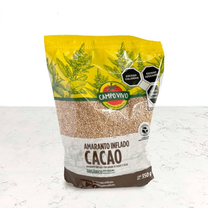 DILMUN Amaranto orgánico inflado con cacao 350g Campo Vivo