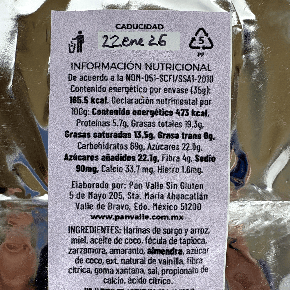 DILMUN Barritas sin gluten de zarzamora 210g Pan Valle