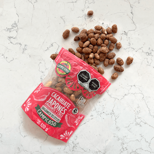 DILMUN Cacahuate orgánicocon ajo y chile 120g Campo Vivo