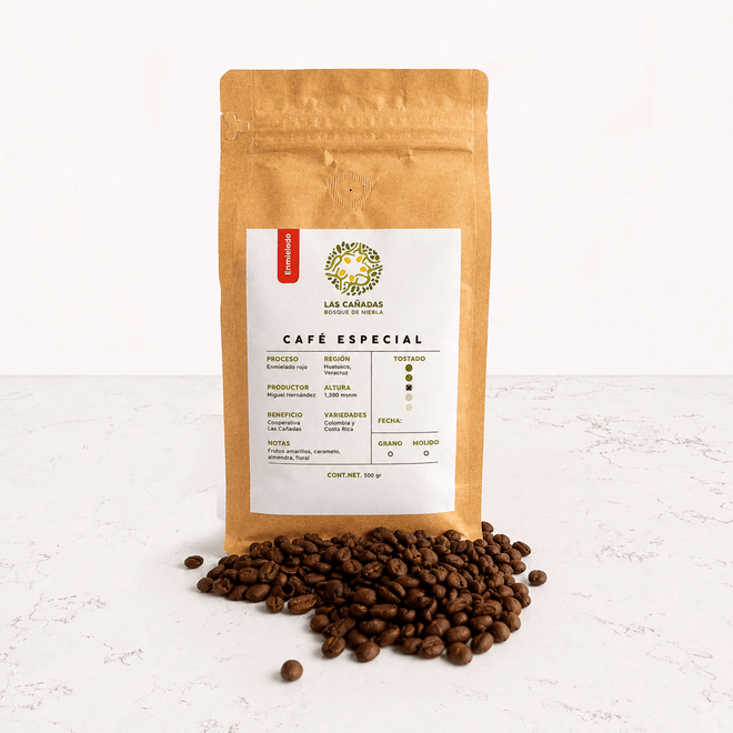 DILMUN Café enmielado rojo en grano agroecológico 500g Las Cañadas