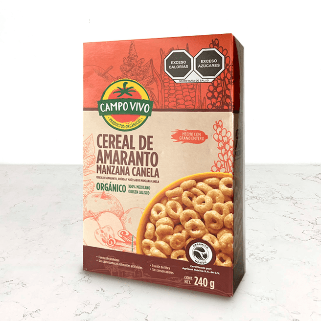 DILMUN Cereal de amaranto orgánico Manzana Canela 240g Campo Vivo
