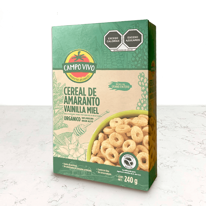DILMUN Cereal de amaranto orgánico Vainilla Miel 240g Campo Vivo
