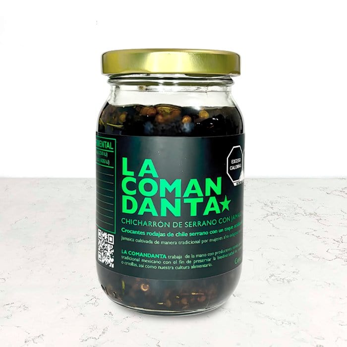 DILMUN Chicharrón de chile serrano con jamaica criolla 190g La Comandanta