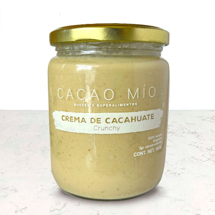 DILMUN Crema de cacahuate orgánico sin azúcar crunchy 465g Cacao Mío