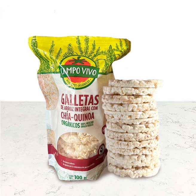 DILMUN Galletas orgánicas de arroz integral con chía y quinoa 100g Campo Vivo