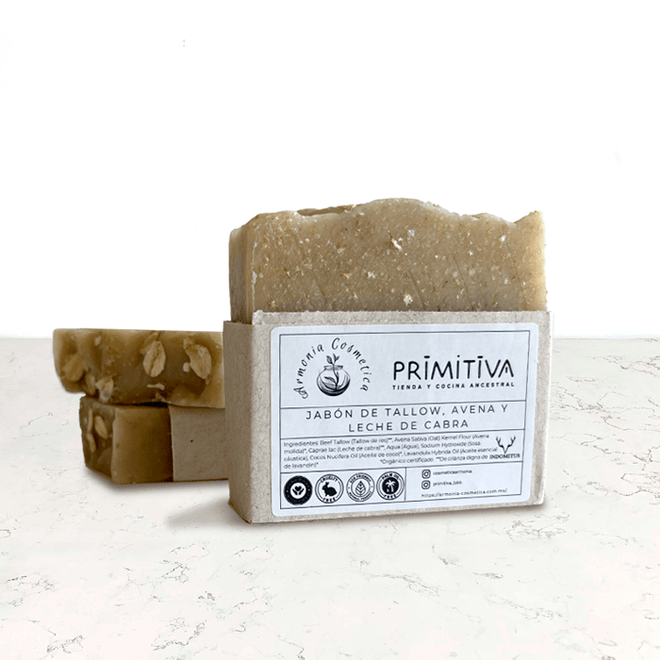 DILMUN Jabón de tallow, avena y leche de cabra 70g Primitiva