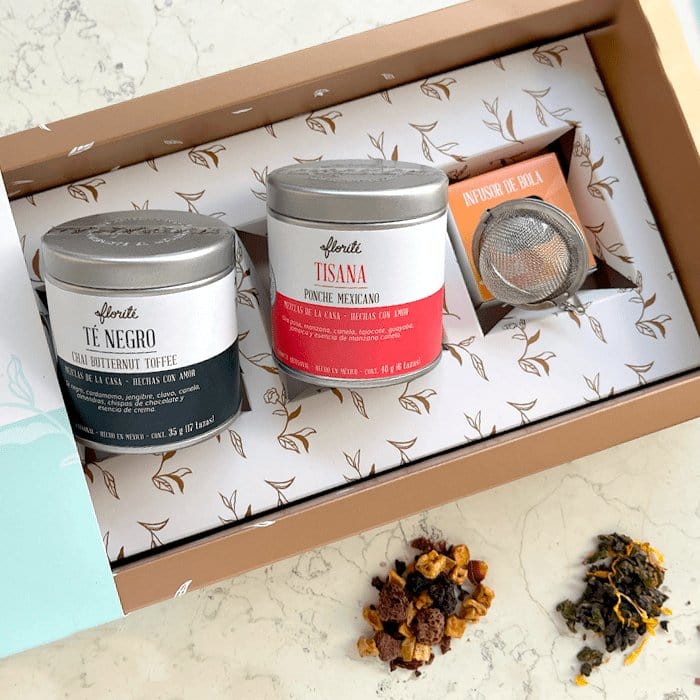 DILMUN Kit de regalo 2 latas de té y un infusor Florité