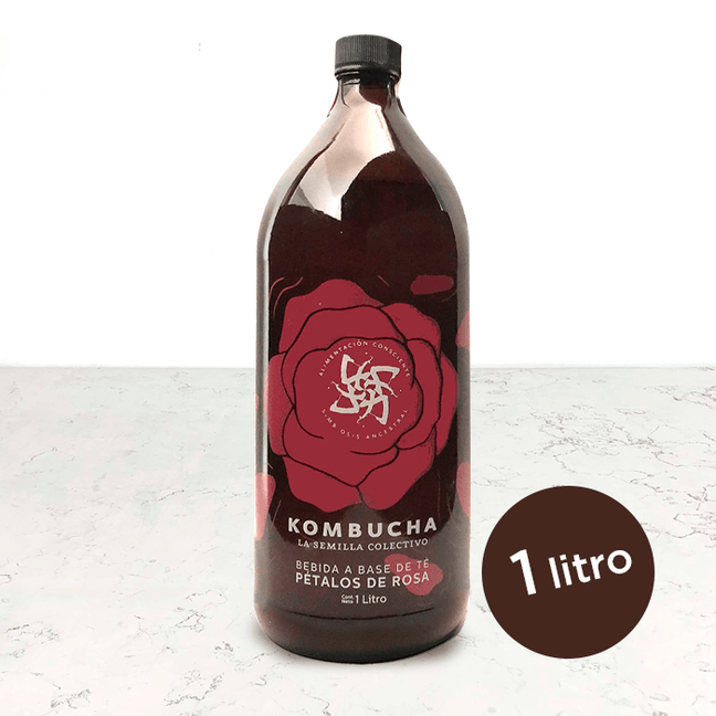 DILMUN Kombucha orgánica pétalos de rosa 1 litro La Semilla Colectivo