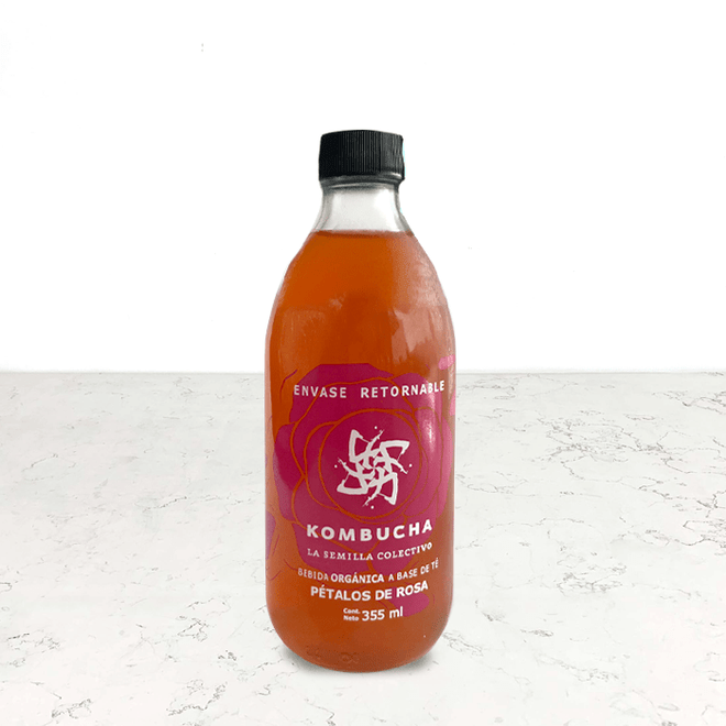 DILMUN Kombucha orgánica pétalos de rosa 355ml La Semilla Colectivo