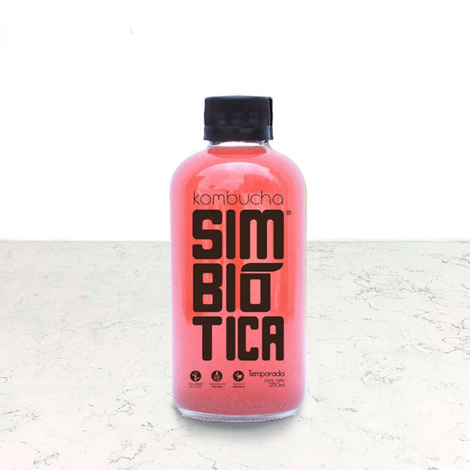 DILMUN Kombucha Simbiótica sabor  Fresa Limón de 250mL certificada orgánica
