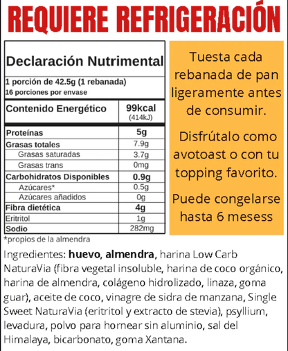 DILMUN Pan de caja keto sin gluten ni azúcar 680g NaturaVia