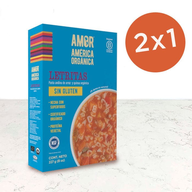 DILMUN Pasta de arroz y quinoa letritas orgánica sin gluten 227g América Orgánica importada