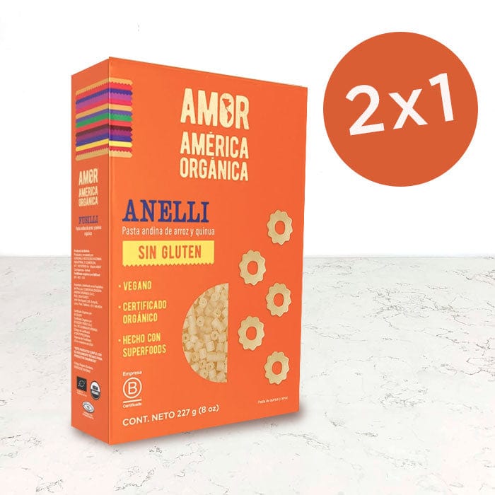 DILMUN Pasta de arroz y quinoa orgánica tipo anelli sin gluten 227g  América Orgánica importada
