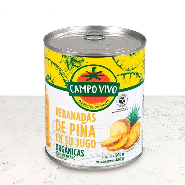 DILMUN Piña orgánica rebanada en su jugo 800g Campo Vivo