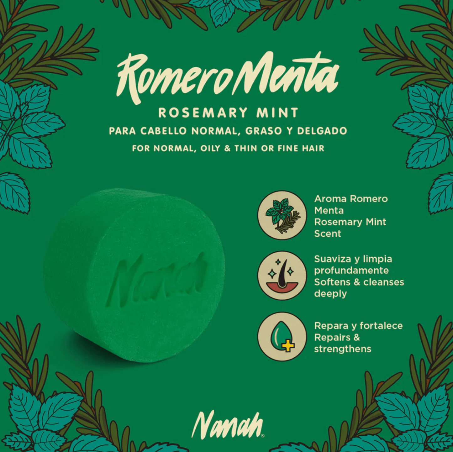 DILMUN Shampoo sólido romero menta para cabello delgado 100g Nanah