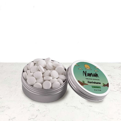 DILMUN Tabletas dentales sin flúor sabor Hierbabuena 30g Nanah