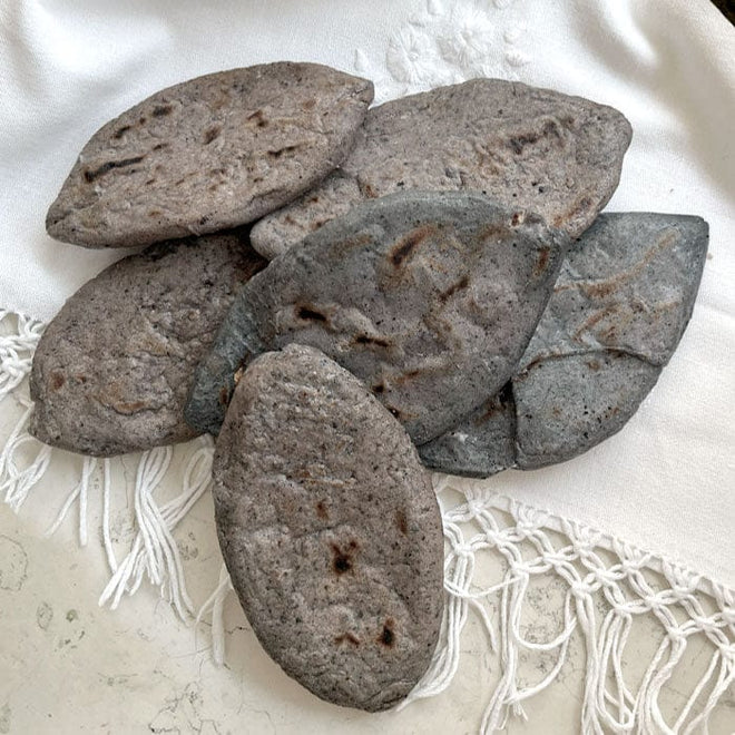 DILMUN Tlacoyos de frijol y maíz azul hechos a mano 6 piezas Ecosentli