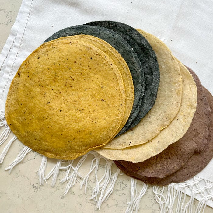 DILMUN Tortillas de maíz de colores hechas a mano 12 piezas Ecosentli
