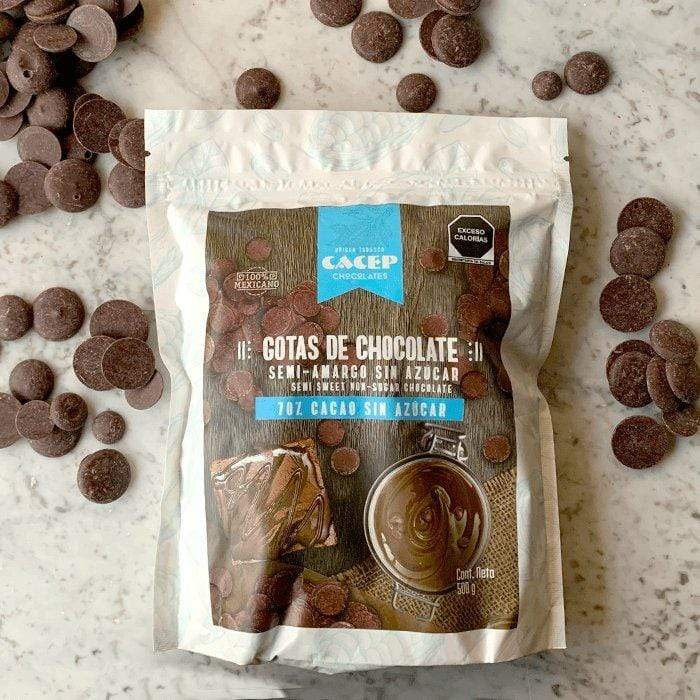 DILMUN Gotas de chocolate sin azúcar semi-amargo 70% cacao 500g CACEP