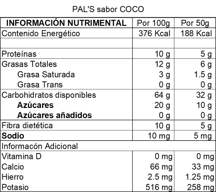 DILMUN PAL'S barrita snack de coco sin azúcar 50 g