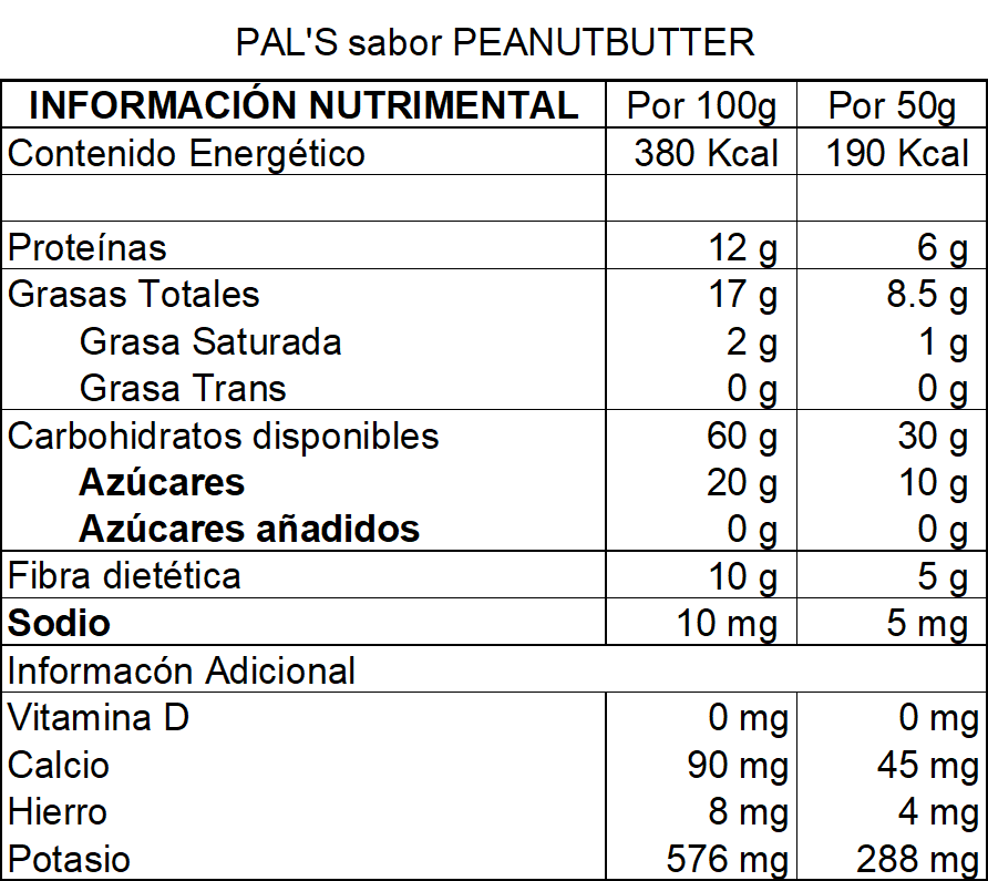 DILMUN PAL'S barrita snack peanut butter sin azúcar 50 g