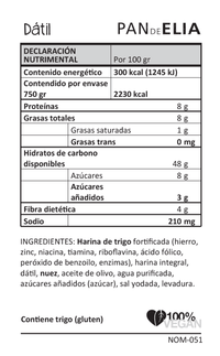 DILMUN Pan de dátil de masa madre 500g Pan de Elia