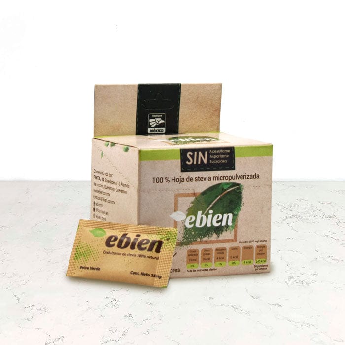 DILMUN Stevia natural en polvo caja con 50 sobres Ebien